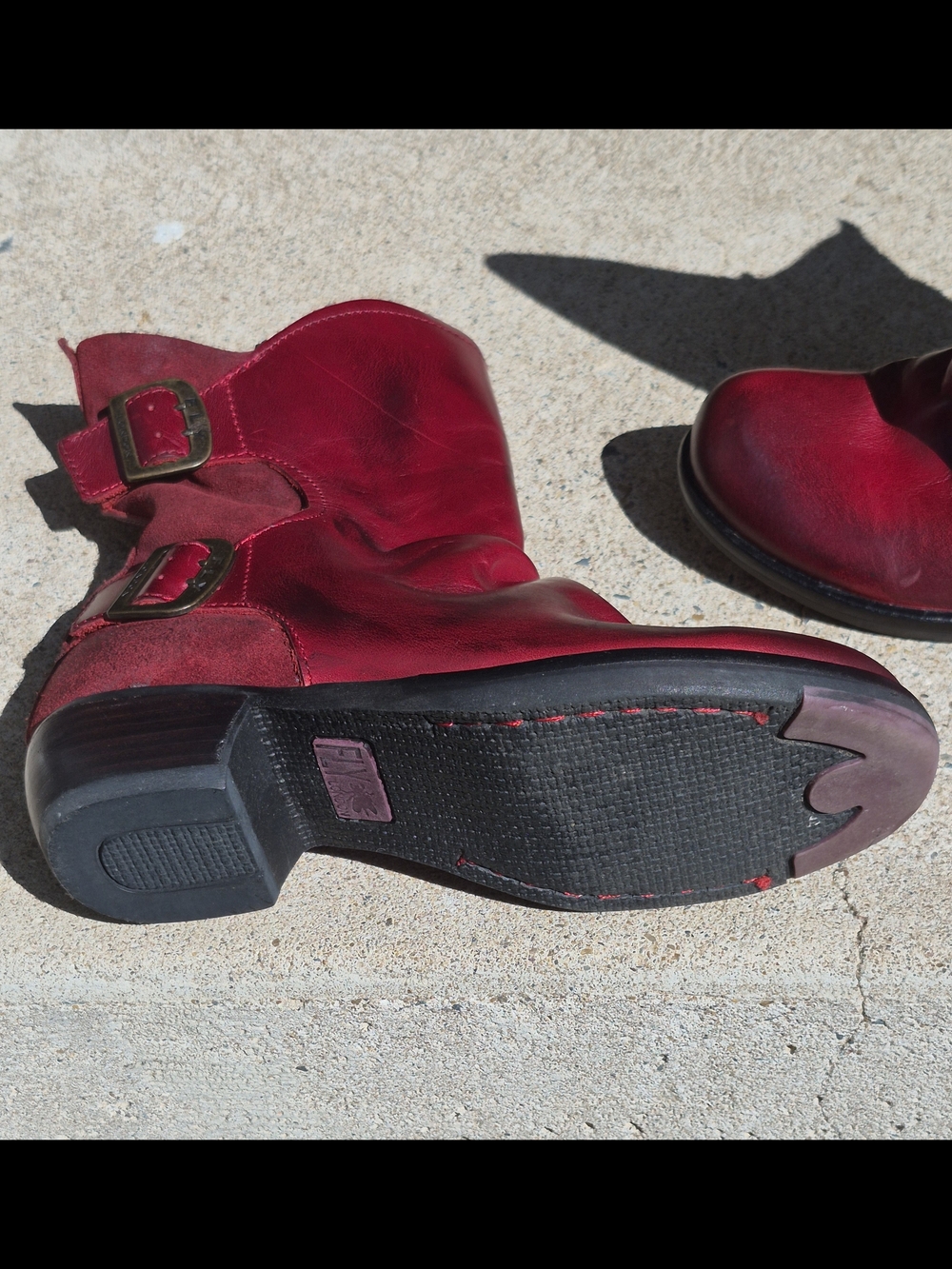 New Women’s Fly London Red Leather and Suede Boots - Picture 7 of 13